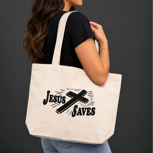 Jesus Saves Canvas Tote Bag