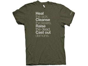 Matthew 10:8 (T-shirt, Olive) - Christ For All Nations Store - Christian Products